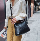 Patent Leather Bucket Bag Large Capacity Women Bag