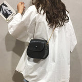 Retro Chain Shoulder Bag Mini Crossbody Solid Color PU Women Bag