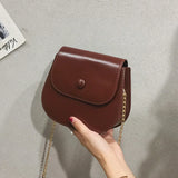 Retro Chain Shoulder Bag Mini Crossbody Solid Color PU Women Bag