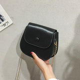Retro Chain Shoulder Bag Mini Crossbody Solid Color PU Women Bag