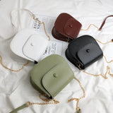 Retro Chain Shoulder Bag Mini Crossbody Solid Color PU Women Bag