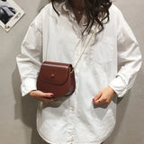 Retro Chain Shoulder Bag Mini Crossbody Solid Color PU Women Bag