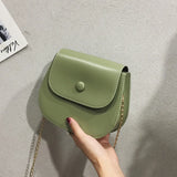 Retro Chain Shoulder Bag Mini Crossbody Solid Color PU Women Bag