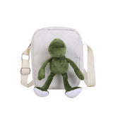 Canvas Messenger Bag with Doll Frog Design