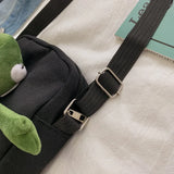 Canvas Messenger Bag with Doll Frog Design