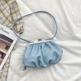 Soft Leather Handbag Pleated Cloud Shoulder Dumplings Bags Women Messenger Bag