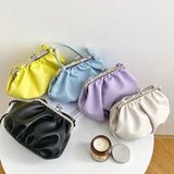 Soft Leather Handbag Pleated Cloud Shoulder Dumplings Bags Women Messenger Bag