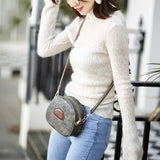 Soft Leather Women Bags Small Round Pig Ladies Single Shoulder Diagonal Bag