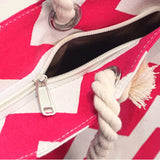 Canvas Striped Shoulder Beach Bag Floral Messenger Shopping Tote Casual Big Bag
