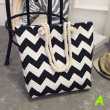 Canvas Striped Shoulder Beach Bag Floral Messenger Shopping Tote Casual Big Bag