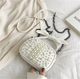 Sweet Solid PU Zipper Shoulder Messenger Bag