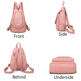 Floral Embroidered Leather School Backpack for Teen Girls