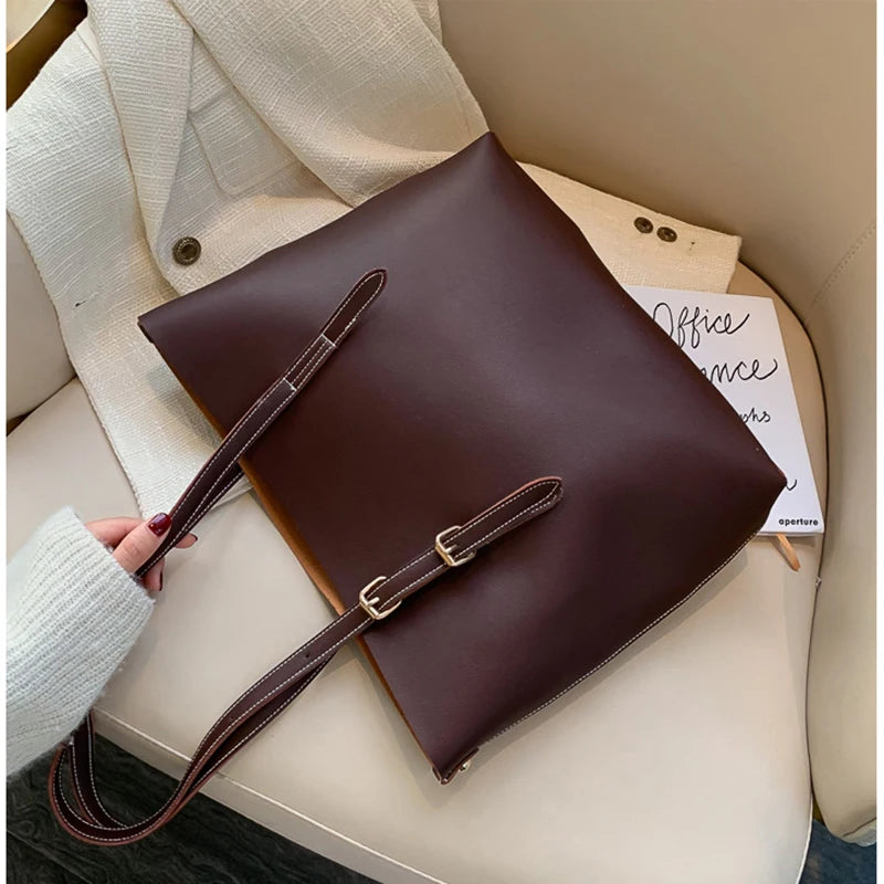 Women's PU Leather Handbags Large Tote Bag Purse Pocket Sac Bolso