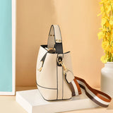 Colorful Strap Bucket Bag PU Leather Shoulder Bags