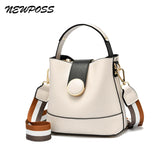 Colorful Strap Bucket Bag PU Leather Shoulder Bags