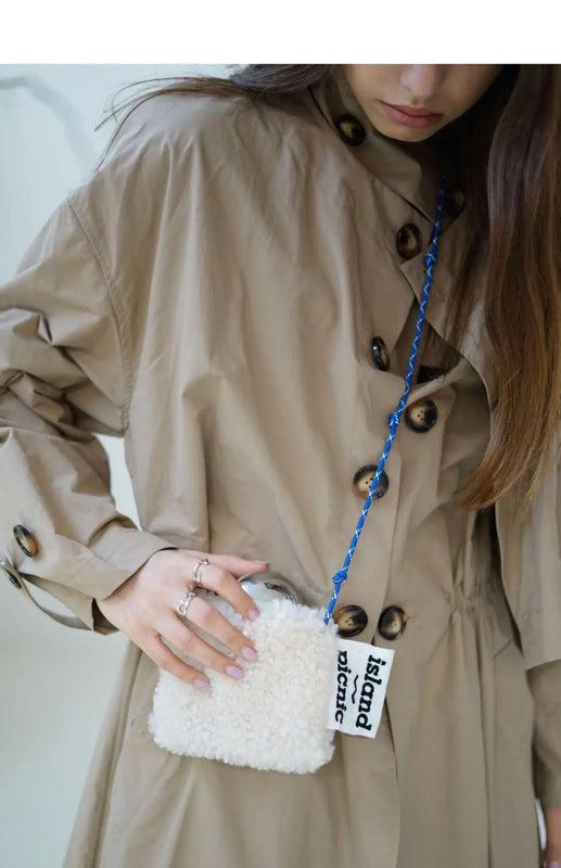 Women's Wool Crossbody Bag Small Plush Shoulder Mini Bag