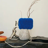 Women's Wool Crossbody Bag Small Plush Shoulder Mini Bag