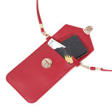 Women's Tide Locks Messenger Pu Leather Touch Screen Mobile Phone Wallet