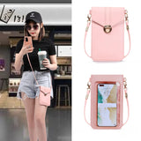 Women's Tide Locks Messenger Pu Leather Touch Screen Mobile Phone Wallet