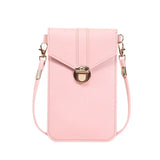Women's Tide Locks Messenger Pu Leather Touch Screen Mobile Phone Wallet