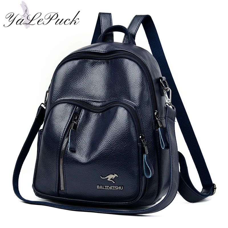 Vintage Leather Backpack Women Shoulder Bag Travel School Girls Mochila
