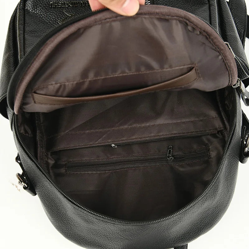 Vintage Leather Backpack Women Shoulder Bag Travel School Girls Mochila