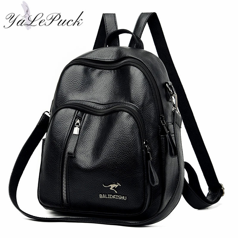 Vintage Leather Backpack Women Shoulder Bag Travel School Girls Mochila
