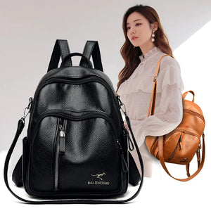 Vintage Leather Backpack Women Shoulder Bag Travel School Girls Mochila