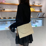 Envelope Crossbody Bag Straw Handbag Retro Classic Shoulder Pack for Women