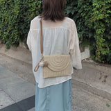 Envelope Crossbody Bag Straw Handbag Retro Classic Shoulder Pack for Women