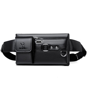 Men's Casual Waist Bag Waterproof PU Leather Chest Bag