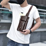 Men's Casual Waist Bag Waterproof PU Leather Chest Bag
