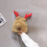Elk Shoulder Bag Lightweight Cartoon Wild Drawstring Plush Crossbody Pack