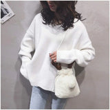 Elk Shoulder Bag Lightweight Cartoon Wild Drawstring Plush Crossbody Pack