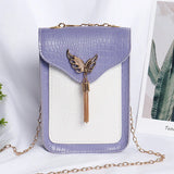 Retro Crocodile Pattern Mini Shoulder Bag with Tassel, Chain, and Flap