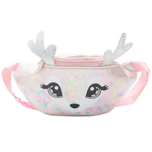 Kids Elk Print Waist Fanny Pack Belt Pouch Travel Shoulder Bag Purse
