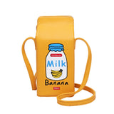 Funny Milk Box Shape Shoulder Bag Crossbody Pouch