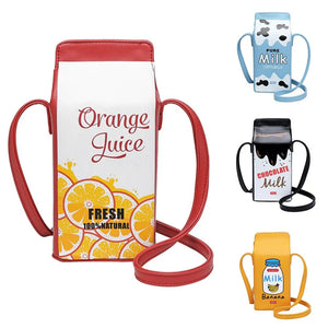 Funny Milk Box Shape Shoulder Bag Crossbody Pouch