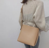 Retro Ladies PU Bucket Bag Large Capacity Commuter Shoulder Bag