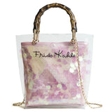 Summer Transparent Women Hand Bags Chain Straw Bag