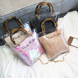Summer Transparent Women Hand Bags Chain Straw Bag
