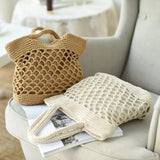 Straw Woven Beach Bag Solid Cotton Thread Hand Woven Bag