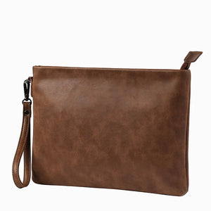 Men's Crazy Horse Leather Clutch Handbag for Business