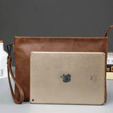 Men's Crazy Horse Leather Clutch Handbag for Business