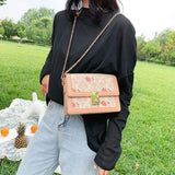 Casual Strawberry Print Shoulder Messenger Bag Chain Female Bag