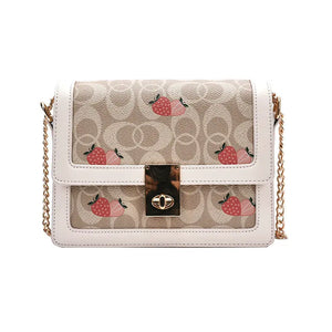 Casual Strawberry Print Shoulder Messenger Bag Chain Female Bag