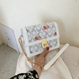 Casual Strawberry Print Shoulder Messenger Bag Chain Female Bag