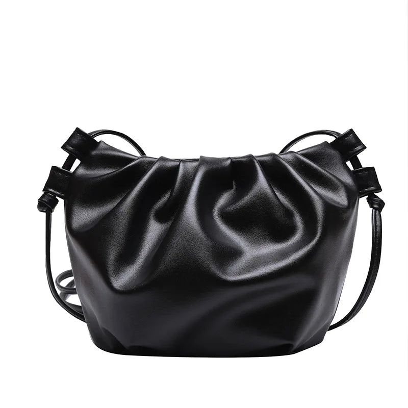Summer Women Cloud Bags PU Leather Female Shoulder Bag Handbags Solid Dumpling C