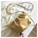 Summer Women Cloud Bags PU Leather Female Shoulder Bag Handbags Solid Dumpling C