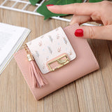 Tassel Women Wallet Small Leather Short Zipper Purses Female Clutch